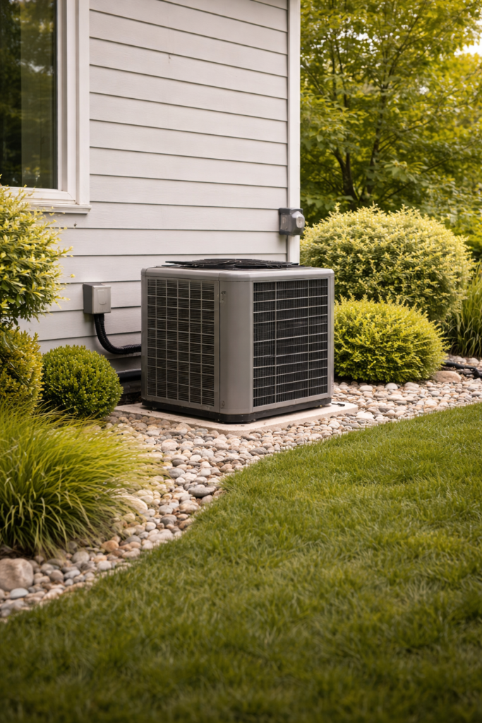 heating and cooling system operating in residential property